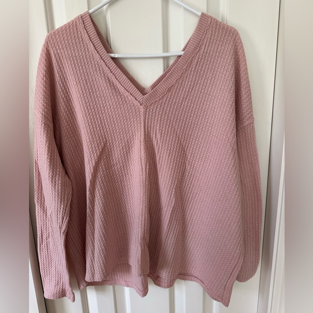 Project Social T Pink V-Neck Women's Sweater